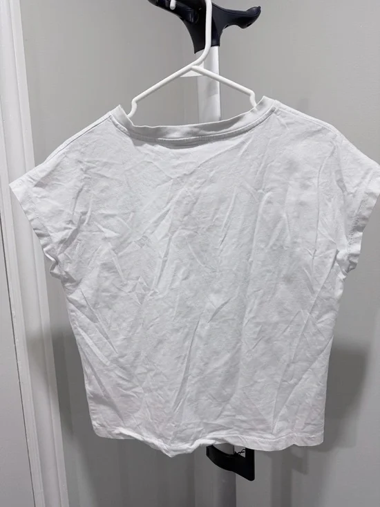 Sandro White Short-Sleeve Tee with Heart & Hands Embroidery - Picture 3 of 5